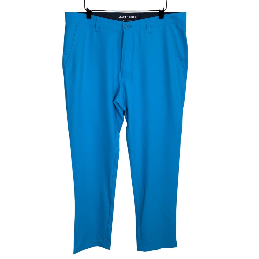 New Matte Grey Mens Golf Pants Sz 34x32 Wayferer Ocean Blue Flat Front